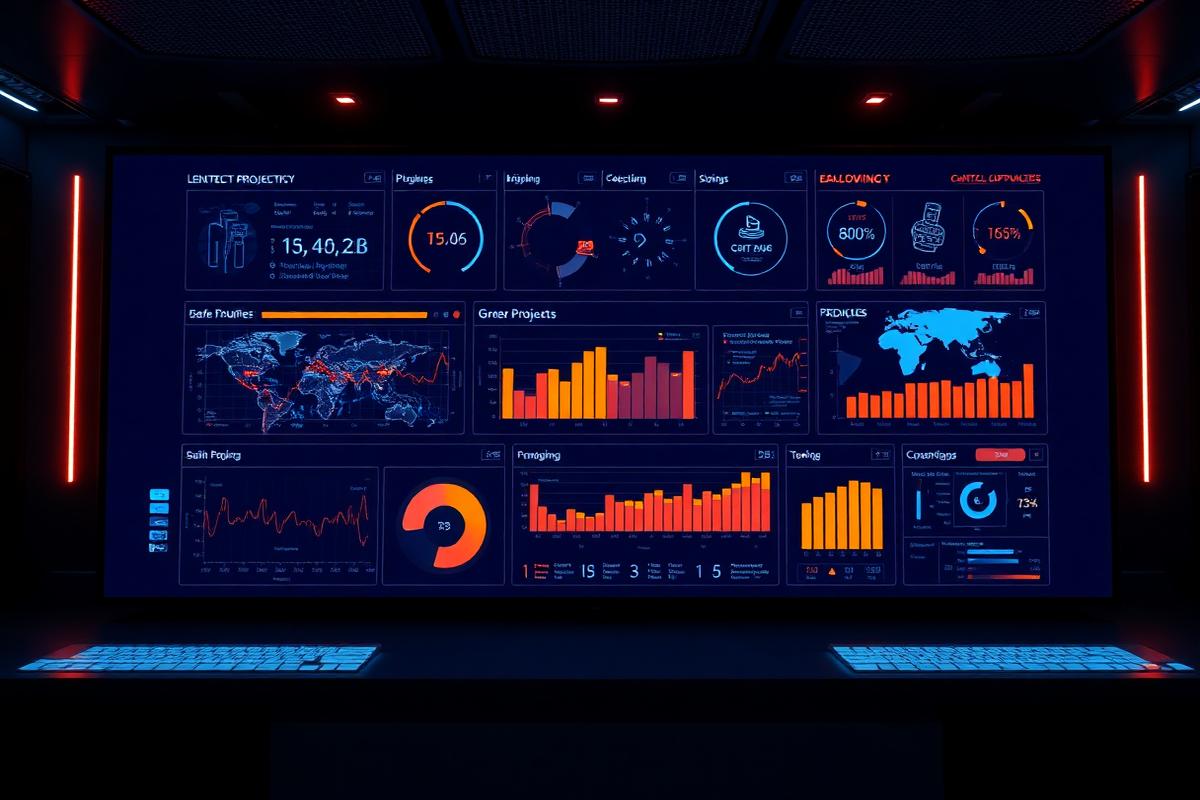 Digital project dashboard displaying construction project data